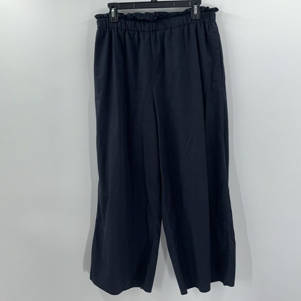 AVN Easy Pants Navy Blue Pull On Crop Wide Leg